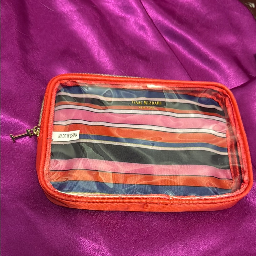 Isaac Mizrahi Striped Cosmetic Bag